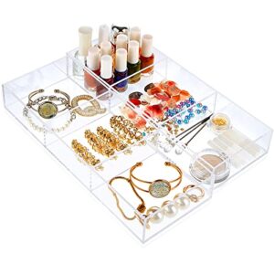 juexica 2 pcs desk drawer organizer 3 section clear acrylic makeup drawer organizer tray with divided inserts trays sectioned organizer bins tray drawers storage for bathroom kitchen office