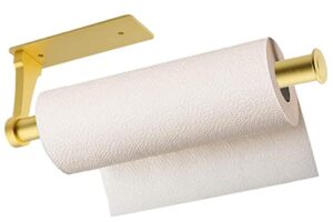 paper towel holder wall mount，aluminum alloy paper towel holder sturdy and durable ,paper towel holder under cabinet ,vertically or horizontally mount both available in adhesive and screws（gold）