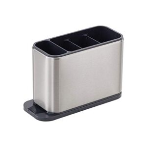 countertop organizer kitchen caddy cutlery drainer, stainless steel utensil holder flatware rectangular home