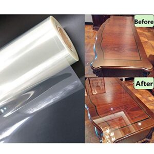 HOHOFILM 2mil Transparent Furniture Protective Film Heat Resistance Gloss Table Top Cloth Mat Self-Adhesive Stickers Clear for Wood Table Kitchen Countertop Anti-Oil 80cmx500cm