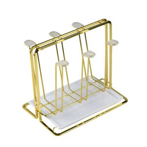 kcgani cup bottle drying rack stand, metal mugs holder with drain tray, 6 hooks drying organizer with handle, non-slip mugs cups organizer for home kitchen countertop, cabinet, pantry