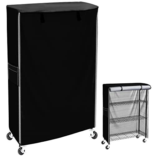 MOLLYAIR Shelf Cover Wire Rack Cover Storage Rack Cover Used to Cover Sundries, Cover for Storage Shelves Suitable for Rack 48x18x72in,Black,only Cover