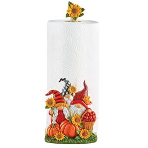 collections etc hand-painted fall harvest three gnomes paper towel holder