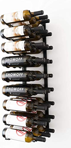 VintageView W Series (3 Ft) - 27 Bottle Wall Mounted Wine Rack (Satin Black) Stylish Modern Wine Storage with Label Forward Design