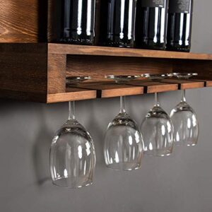 KINMADE Industrial Wine Racks Wall Mounted with Stem Glass Holder,Metal Hanging Wine Holder Wine Accessories
