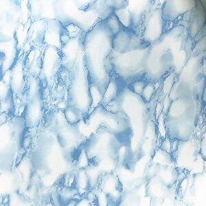 Taamall Simplemuji Self-Adhesive White Blue Marble Peel & Stick Shelf Liner Dresser Drawer Sticker 17.7 Inch by 79Inch