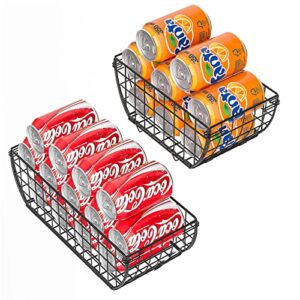 stackable can dispenser organizer bins for pantry storage – boat shaped baskets 2 pack, small size foldable can organizer, pop soda can storage for countertops, cabinets, stacking soda can organizer