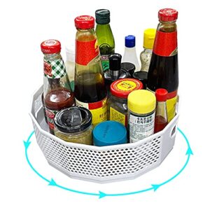 1 Piece Kitchen Large Spice Turntable Plastic Storage Rotating Tray, Storage Basket, Food Rack (White)