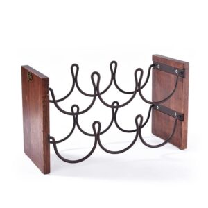 DYT 2 Tier Tabletop Wood Wine Holder Wood Wine Rack Counter Wine Holder for 6 Bottles,Freestanding Wine Storage for Kitchen Home Bar Storage and Kitchen Decor,Brown