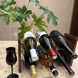 DYT 2 Tier Tabletop Wood Wine Holder Wood Wine Rack Counter Wine Holder for 6 Bottles,Freestanding Wine Storage for Kitchen Home Bar Storage and Kitchen Decor,Brown