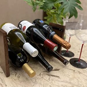 DYT 2 Tier Tabletop Wood Wine Holder Wood Wine Rack Counter Wine Holder for 6 Bottles,Freestanding Wine Storage for Kitchen Home Bar Storage and Kitchen Decor,Brown