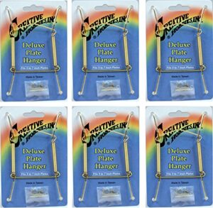 creative hobbies deluxe plate display hangers, spring style- assembled & ready to use -hold 5 to 7 inch plates- gold wire spring type, hanger hooks & nails included -pack of 6 hangers