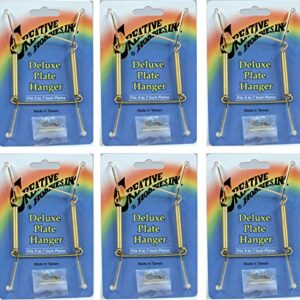 Creative Hobbies Deluxe Plate Display Hangers, Spring Style- Assembled & Ready to Use -Hold 5 to 7 Inch Plates- Gold Wire Spring Type, Hanger Hooks & Nails Included -Pack of 6 Hangers