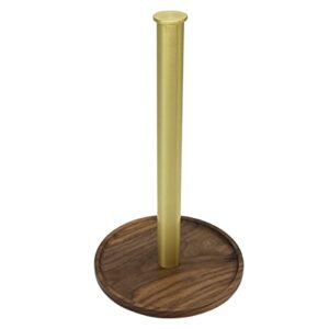 ndfect wood paper towel holder countertop, farmhouse kitchen paper towel holder stand with wooden base, rustic walnut paper towel roll holder