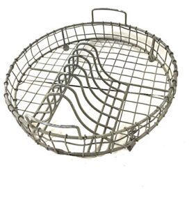 colonial tin galvanized metal vintage dish rack with utensil holder kitchen supplies, 12″ dia. x 4¼”t, gray