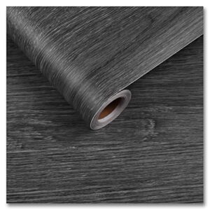 CRE8TIVE Dark Grey Wood Contact Paper 12"x80" Self Adhesive Faux Wood Wallpaper Peel and Stick Countertops Waterproof Thick Rustic Wood Grain Vinyl Wrap for Kitchen Bedroom Cabinets Table Shelves