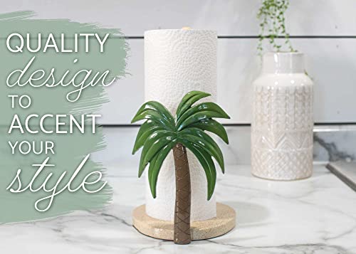 Elanze Designs Palm Tree 12 inch Resin and Wood Paper Towel Holder