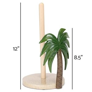 Elanze Designs Palm Tree 12 inch Resin and Wood Paper Towel Holder