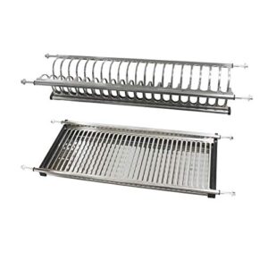 kitchen hardware collection 2 tier cabinet dish drying rack stainless steel 22.24 inch length 20 dish slots kitchen plate bowl utensils cups draining rack organizer with drainboard