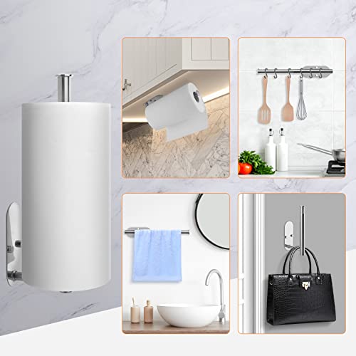 NHZNJK Retractable Paper Towel Holder, Stainless Steel Paper Towel Rack Under Cabinet and Wall Mount, Hand Towel Holder, Paper Towels Rolls for Kitchen,Multipurpose Self Adhesive or Screw Drilling