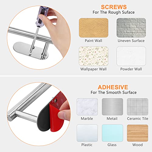 NHZNJK Retractable Paper Towel Holder, Stainless Steel Paper Towel Rack Under Cabinet and Wall Mount, Hand Towel Holder, Paper Towels Rolls for Kitchen,Multipurpose Self Adhesive or Screw Drilling