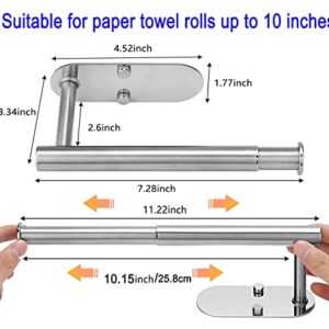 NHZNJK Retractable Paper Towel Holder, Stainless Steel Paper Towel Rack Under Cabinet and Wall Mount, Hand Towel Holder, Paper Towels Rolls for Kitchen,Multipurpose Self Adhesive or Screw Drilling