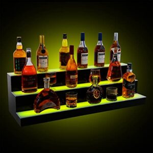 COSVALVE 3 Step Lighted Liquor Bottle Display Shelf, 40 Inch 20 Colors Illuminated Bar Bottle Shelf 3-Tier Commercial Home Bar Bottle Display Acrylic Lighting Shelves with 44-Key Remote Control