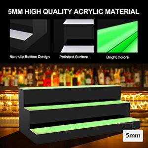 COSVALVE 3 Step Lighted Liquor Bottle Display Shelf, 40 Inch 20 Colors Illuminated Bar Bottle Shelf 3-Tier Commercial Home Bar Bottle Display Acrylic Lighting Shelves with 44-Key Remote Control