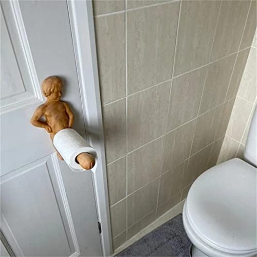 SAINGACE Funny Toilet Paper Holder, Wooden Boys Pe𝗇𝗂s Wall Mount Toilet Roll Holder (1 PC)