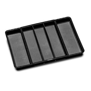 madesmart expandable utensil tray 5 compartments, fit any drawer, soft-grip lining & non-slip feet, bpa-free, large, carbon