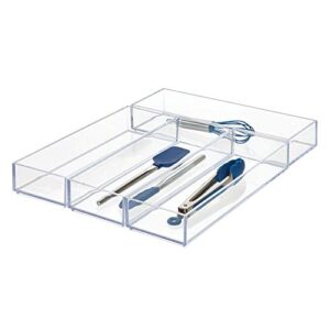 idesign clarity drawer, kitchen and bathroom organization silverware, spatulas, gadgets, large-set of 4