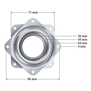 Onwon 4 Pieces 3 Inch Square Lazy Susan Turntable Bearings 150 Pound Capacity Galvanized Steel Rotating Bearing Plate Swivel Plate