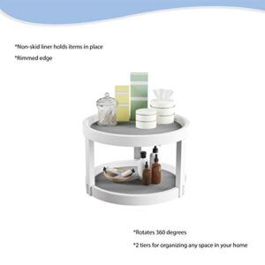 Lazy Susan – 9.75 Inch Diameter Plastic Round Two Tier Turntable Kitchen, Pantry and Vanity Organizer and Display with Non-Skid Liner by Lavish Home