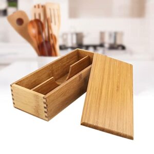 wooden cutlery box with lid, small drawer organizer kitchen, cutlery organizer in drawer for spoon chopsticks storage box container for kitchen countertop dining table 27 x 11 x 6.6cm