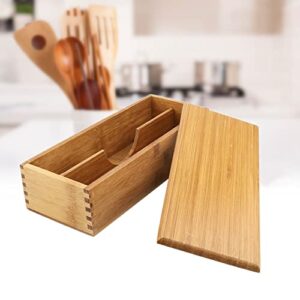 Wooden Cutlery Box with Lid, Small Drawer Organizer Kitchen, Cutlery Organizer in Drawer for Spoon Chopsticks Storage Box Container for Kitchen Countertop Dining Table 27 X 11 X 6.6cm