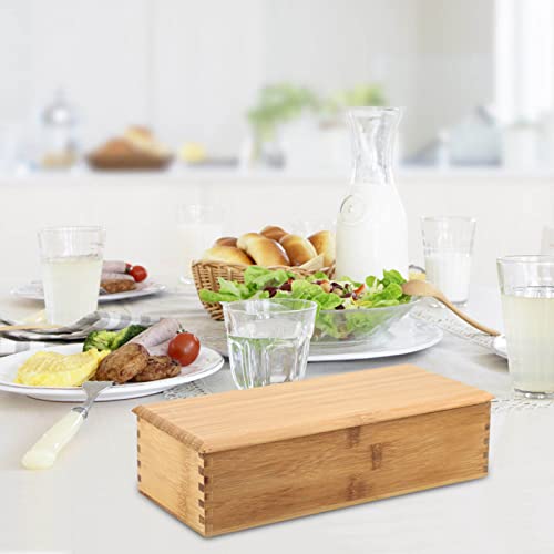 Wooden Cutlery Box with Lid, Small Drawer Organizer Kitchen, Cutlery Organizer in Drawer for Spoon Chopsticks Storage Box Container for Kitchen Countertop Dining Table 27 X 11 X 6.6cm