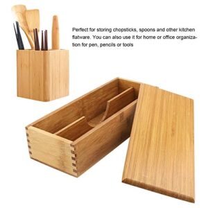 Wooden Cutlery Box with Lid, Small Drawer Organizer Kitchen, Cutlery Organizer in Drawer for Spoon Chopsticks Storage Box Container for Kitchen Countertop Dining Table 27 X 11 X 6.6cm