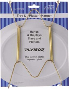 plymor gold finish wall mountable tray and platter hanger, 8.25″ h x 4.75″ w x 0.875″ d (for trays or platters 10″ – 16″)