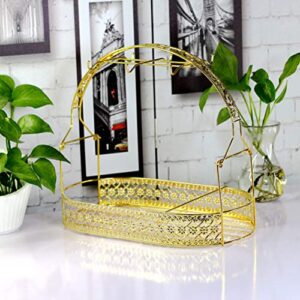 BESTonZON Wrought Iron Coffee Mug Cup Holder Stand Dishes Organizer Rack for Counter Cabinet Table for Kitchen Restaurant Office - 33.3 x 29.2 x 20cm (Golden)