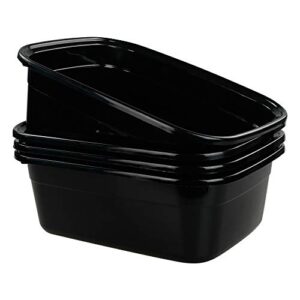 wekioger plastic dish pan, 14 quart bus tubs, 4-pack (black)