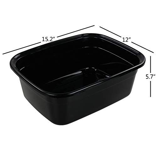 Wekioger Plastic Dish Pan, 14 Quart Bus Tubs, 4-Pack (Black)