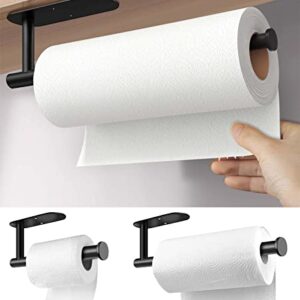 Youdian Adjustable Paper Towel Holder Under Cabinet-Adhesive Toilet Paper Holder Wall Mount,Extendable Towel Rack,Towel Bar for Bathroom,Under Counter Paper Towel Roll Holder for Kitchen with 5 Hooks