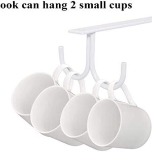 FOLOU Under Cabinet Mug Rack, Rustic Mug Organizer Rack Cup Holder Under Shelf 12 Hanging Hooks Rack for Mugs, Coffee Cups and Kitchen Utensils Display (White 3 Pack 12 Hooks)
