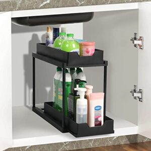 under sink organizers and storage, lux daily bathroom storage with 2-tier sliding storage shelves, kitchen under sink organizer for under kitchen bathroom sink, countertop organizer