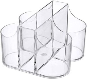 friwer 5 compartment classic acrylic napkin holder with cutlery organizer caddy bin, for spoons, forks, knives & cups, indoor/outdoor use