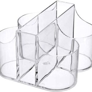 Friwer 5 Compartment Classic Acrylic Napkin Holder with Cutlery Organizer Caddy Bin, For Spoons, Forks, Knives & Cups, Indoor/Outdoor Use