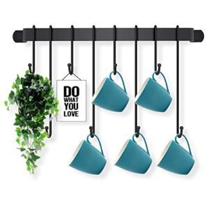 shuntu coffee cup holder wall mounted – coffee cup rack mug hooks in kitchen counter or coffee bar station for mug display, storage or collections, kitchen utensils hanger – easy to install