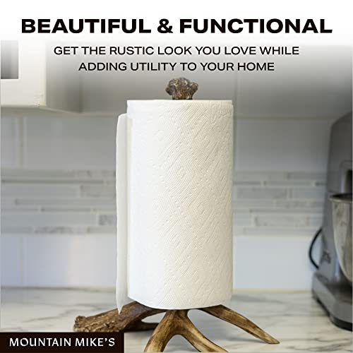 Mountain Mikes - Antler Paper Towel Holder- Decor Inspired by The Great Outdoors - Durable Replicated Deer Antlers - Easy Installation - Fits Traditional Paper Towel Rolls