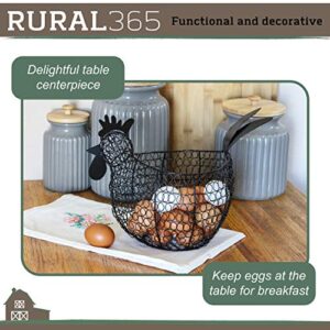 Rural365 Black Metal Chicken Egg Basket - Egg Basket for Gathering Fresh Eggs - Rustic Decor Chicken Basket Egg Holder