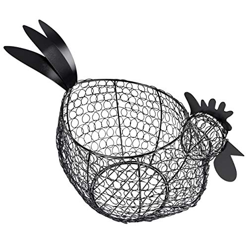 Rural365 Black Metal Chicken Egg Basket - Egg Basket for Gathering Fresh Eggs - Rustic Decor Chicken Basket Egg Holder